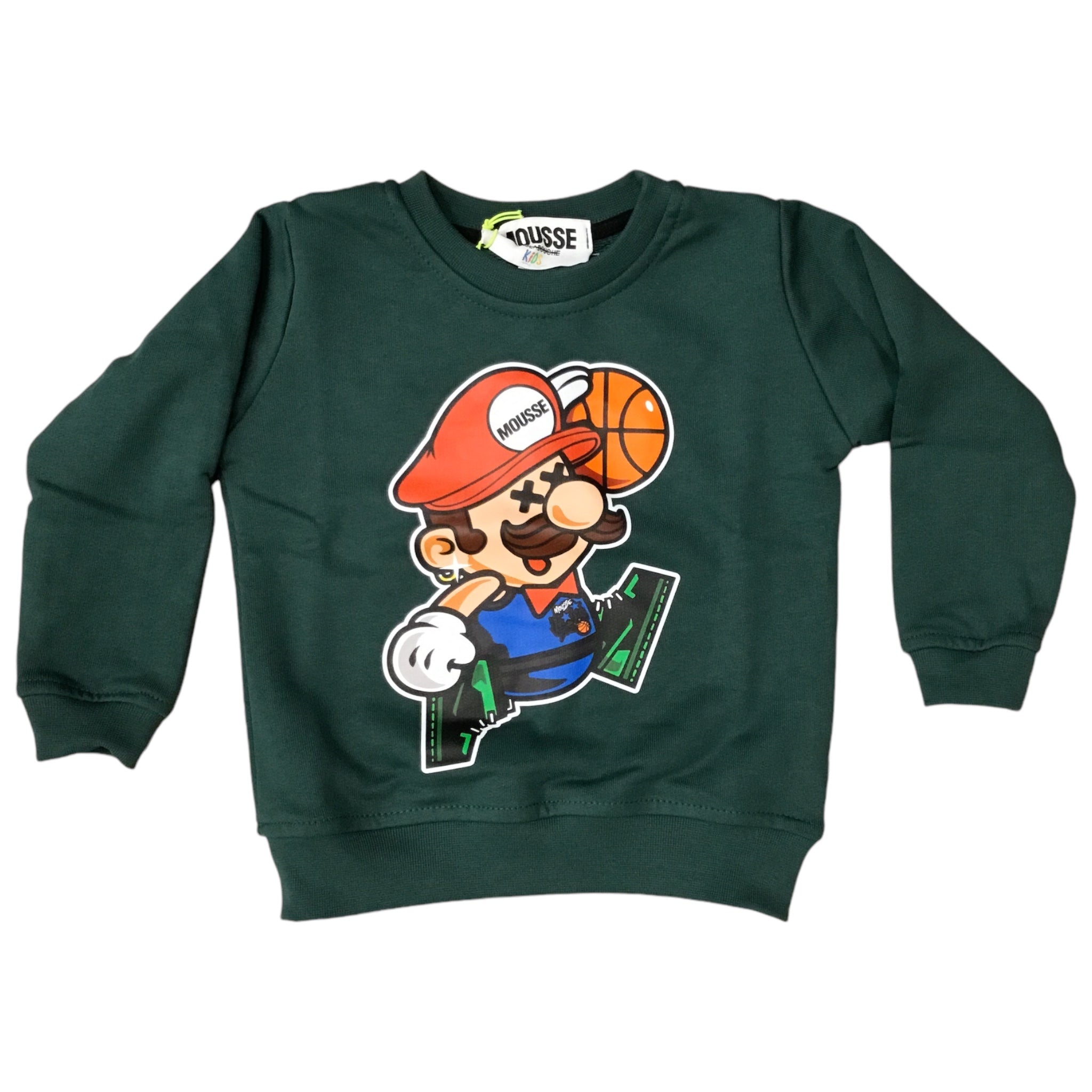 Felpa Verdone Mario Bros | Cotone Garzato - Made in Italy MOUSSE l'aquilone