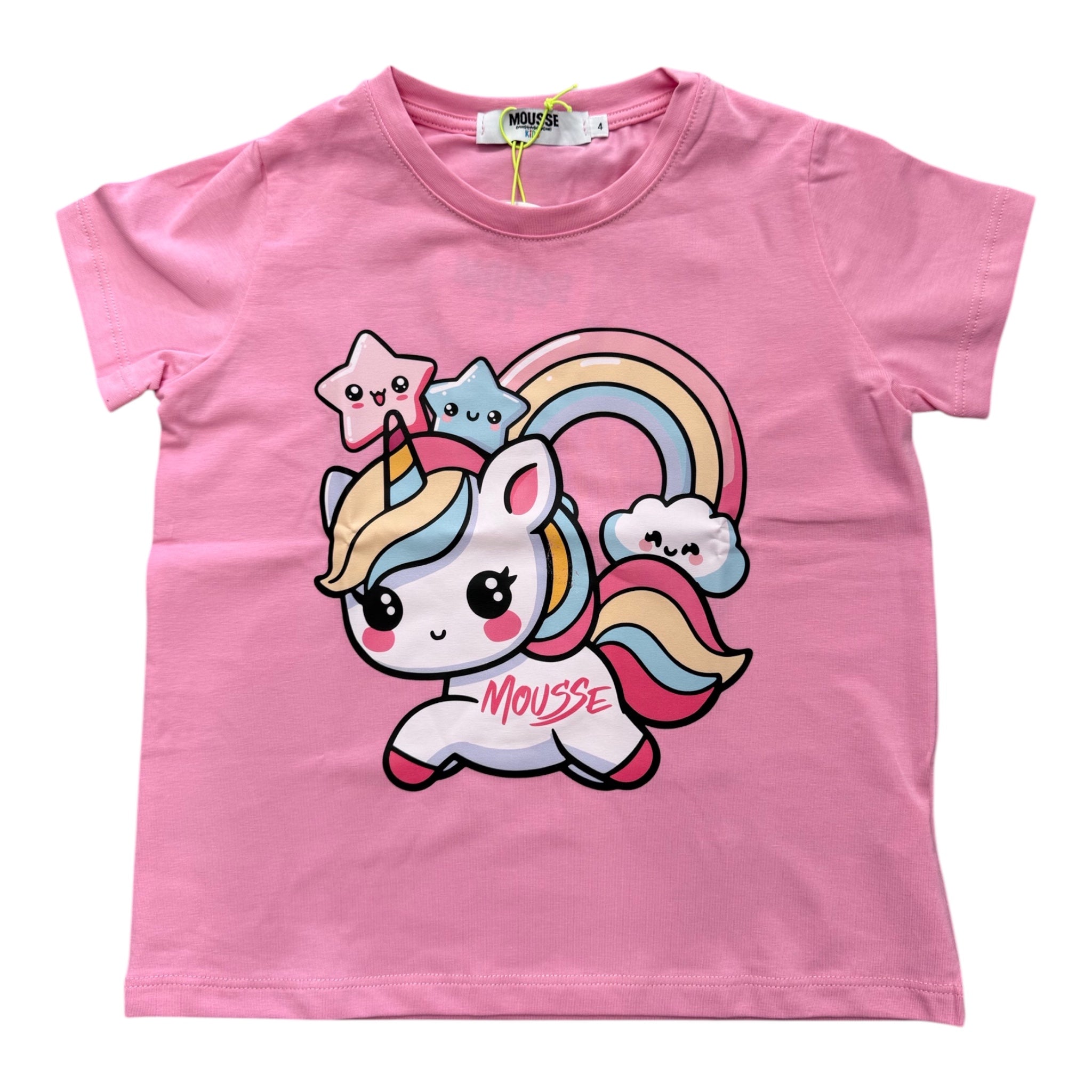 T-shirt Rosa Unicorno | Mezza Manica in Cotone MOUSSE l'aquiloneT.shirt unicorno Pinkabbigliamento bambina