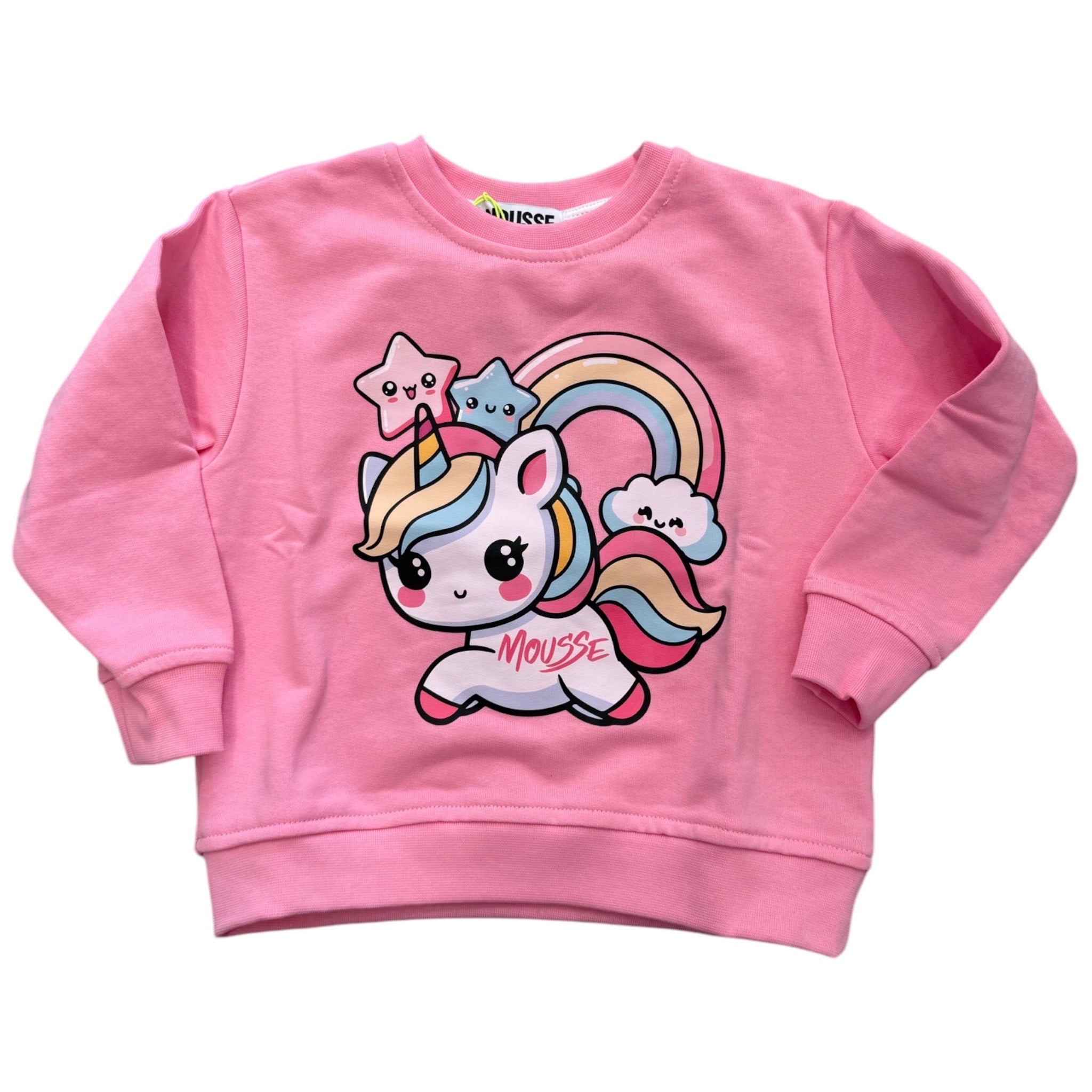 Felpa Rosa Unicorno | Girocollo Oversize in Cotone MOUSSE l'aquiloneFelpa Unicornoabbigliamento bambina